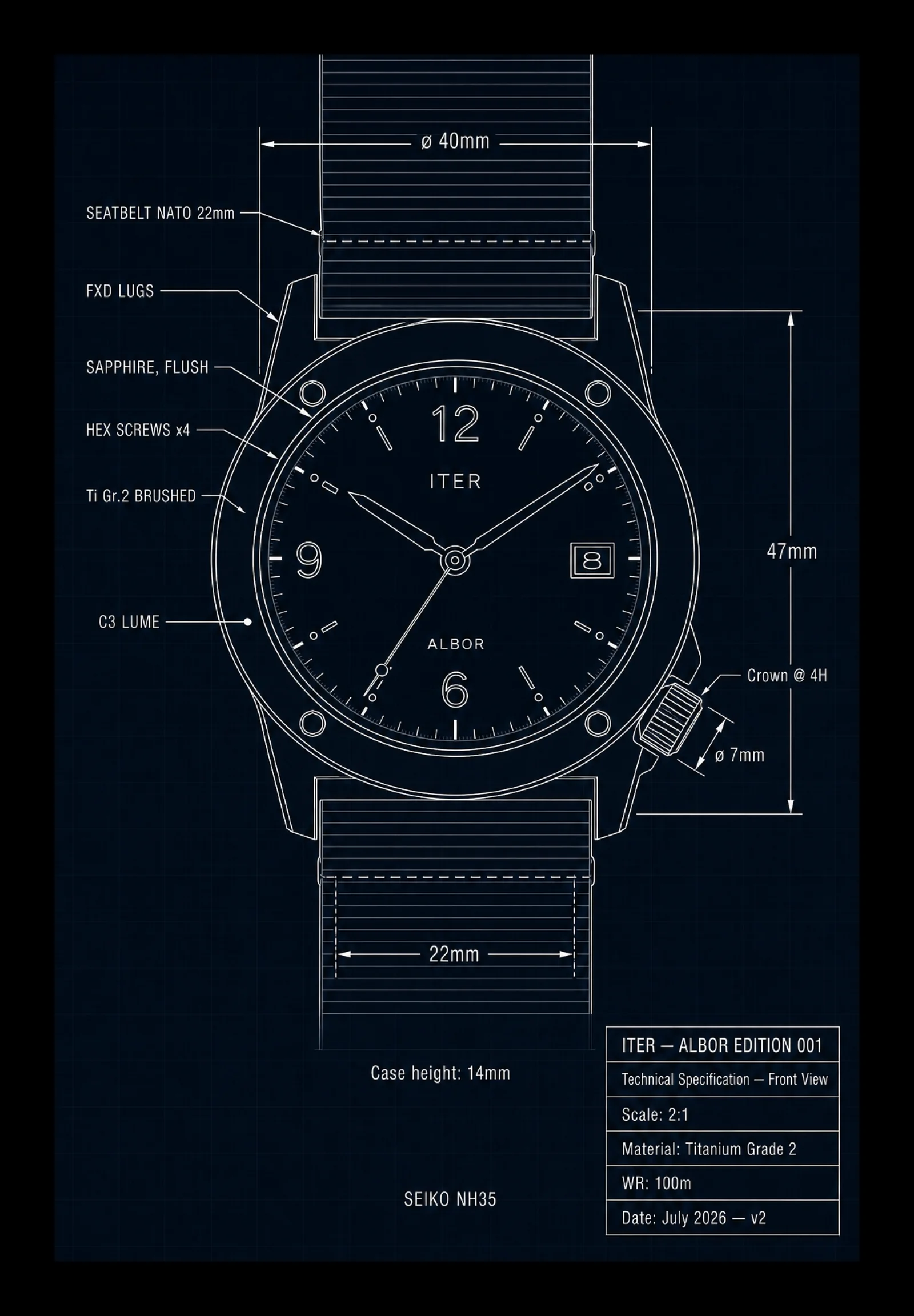 Technical design study of the ALBOR watch